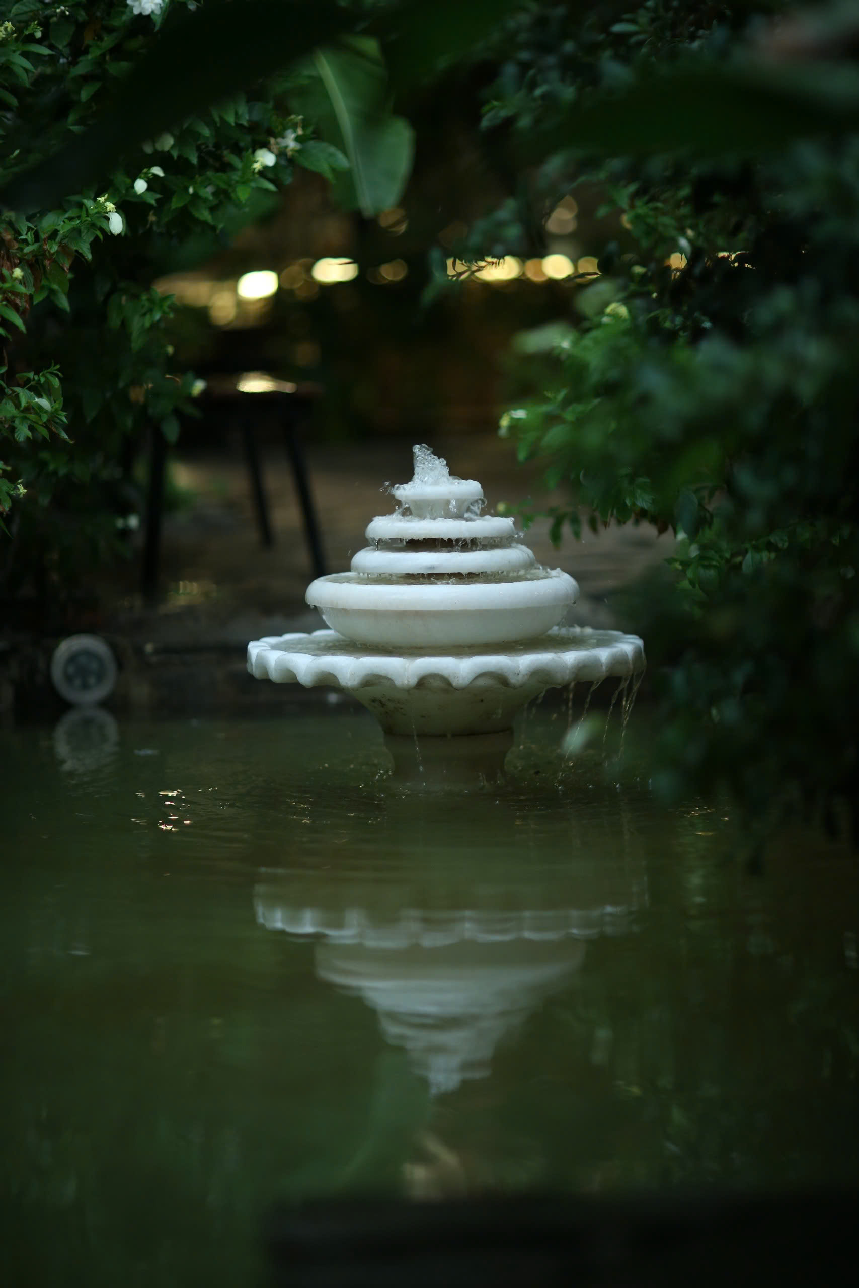 Fountain in the garden of Secret Garden Hoi An restaurant